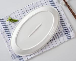 Piatto da Cena Grande in Ceramica Bianca per Ristoranti, Piatto Moderno Ovale per Cucina e Servizio - Product Image 6