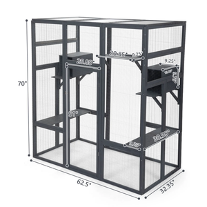 <span class=keywords><strong>บ้าน</strong></span>แมวไม้กลางแจ้ง WoodVille Catio พร้อมระเบียงและที่นอนสำหรับแมว - Product Image 2