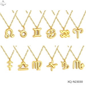 Gioielli alla Moda, Collana con Ciondolo in Acciaio Inossidabile Placcato Oro 18K PVD, Collane con 12 <span class=keywords><strong>Segni</strong></span> <span class=keywords><strong>Zodiacali</strong></span> per Donne - Product Image 4