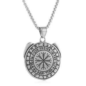 Collier avec pendentif aigle en acier inoxydable, symbole viking, 24mm, bijoux de mode pour hommes, chaîne en argent - Product Image 2