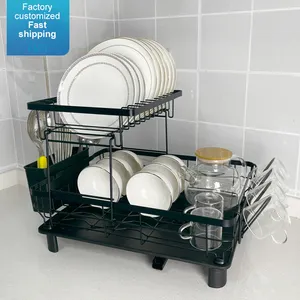 Multifunction Space Saving Dish Drying Drainer Rack 2Layer Dish Rack Over The Sink With Cutlery Drainer