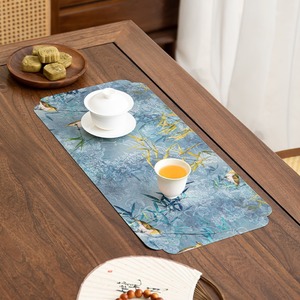 Alfombrilla de té de estilo chino, de doble cara, impermeable, de tela satinada, para preparar té en seco, para sala de estar y uso en exteriores - Product Image 4