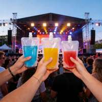 Poches à Boissons en Plastique Transparentes de Tailles Personnalisées 50ml 100ml 200ml, Sachets Doypack avec Impression Héliogravure pour Bière Champagne et Liquides avec Bec Verseur