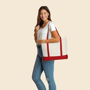 Sac fourre-tout en toile de coton robuste personnalisé à faible MOQ, réutilisable pour le shopping ou la plage, avec poche extérieure - Product Image 5