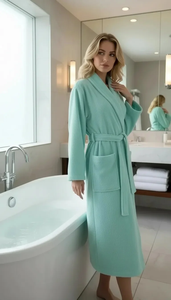 Peignoir Shalaya en coton 100% écologique, tissé de luxe, à séchage rapide et bouclé - Product Image 2