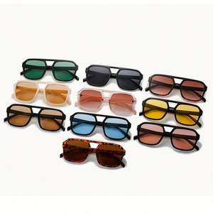 Nuevas Gafas de Sol Retro 2022 con Montura de PC, Doble Puente, para Mujer, Diseño Cuadrado de Piloto, Color Negro Leopardo - Product Image 5