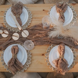 Chemin <span class=keywords><strong>de</strong></span> table rustique en <span class=keywords><strong>coton</strong></span> <span class=keywords><strong>de</strong></span> Noël personnalisé en <span class=keywords><strong>gaze</strong></span> <span class=keywords><strong>de</strong></span> <span class=keywords><strong>coton</strong></span>, chemin <span class=keywords><strong>de</strong></span> table en <span class=keywords><strong>gaze</strong></span> <span class=keywords><strong>de</strong></span> <span class=keywords><strong>coton</strong></span> <span class=keywords><strong>de</strong></span> luxe pour mariage, couleur terre cuite - Product Image 6