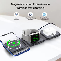 US Trending 15W Chargeur sans fil magnétique pliable 3 en 1 Station de charge de voyage pour Apple Watch et pour Airpods Sortie 10W