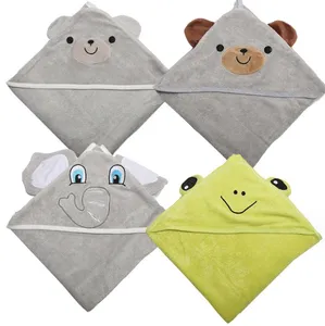 Handuk mandi bertudung bambu organik 500GSM kualitas terbaik handuk bertudung bambu desain Koala lucu untuk bayi baru lahir