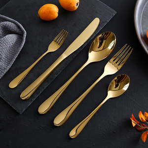 Juego de cucharas y tenedores de oro rosa de acero inoxidable, juego de cubiertos reutilizables de metal negro - Product Image 1