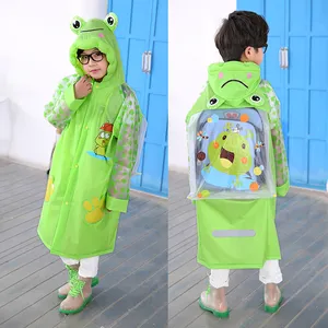 PVC Raincoat for Children Waterproof Cute Style Rain Poncho with Bag Place