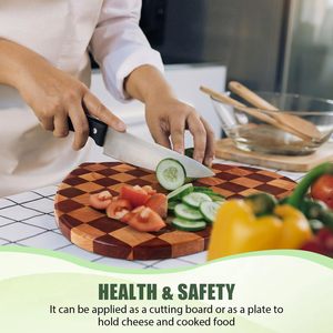 Heart Shaped Checkerboard Cutting Board <b>Rubber</b> Wood 30.5x25.5x2cm With Handle Kitchen Chopping <b>Block</b> - Product Image 4
