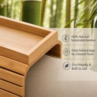 Plateau d'accoudoir de canapé en bambou pliable avec rainure antidérapante pour rangement de collations et boissons dans le salon