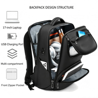 Sac à dos pour ordinateur portable imperméable Oxford 17 pouces, grande capacité, sac de voyage d'affaires avec port de charge USB pour hommes et femmes, logo personnalisé