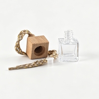 Flacon diffuseur carré en verre de 5ml, 7ml, 10ml pour voiture, avec bouchon en bois noir/Personnalisé, pour huile parfumée, sous blister, gravure givrée
