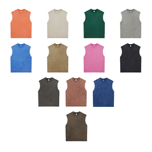 Camiseta sin mangas de algodón lavado para hombre, cuello redondo, color liso, chaleco informal de punto, varios colores, transpirable, para verano - Product Image 1
