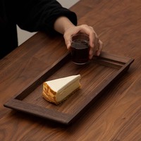 Plateau de rangement pour thé et café en noyer noir personnalisé de style classique plateau en bois rectangulaire en bois massif