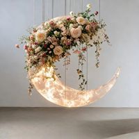 Gapura Bunga Bentuk Bulan yang Dapat Disesuaikan, Elegan, Modern, dan Profesional untuk Dekorasi Latar Panggung Pernikahan