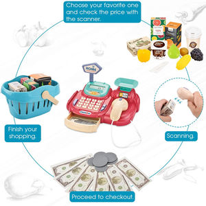 26 Pcs <strong>Children</strong> Girls Toys Supermarket Pretend Play Shopping Money Toy for Kids, with Scanner <strong>Till</strong> Cash Register Toy - Product Image 4