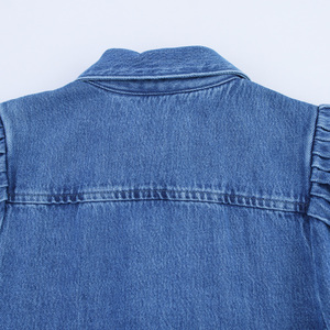 3 Colorway <strong>Turn</strong> Down Collar Long Sleeve Buttons <strong>up</strong> Denim Blue Color Casual Fashion <strong>Jeans</strong> Tops Blouse for Women - Product Image 5