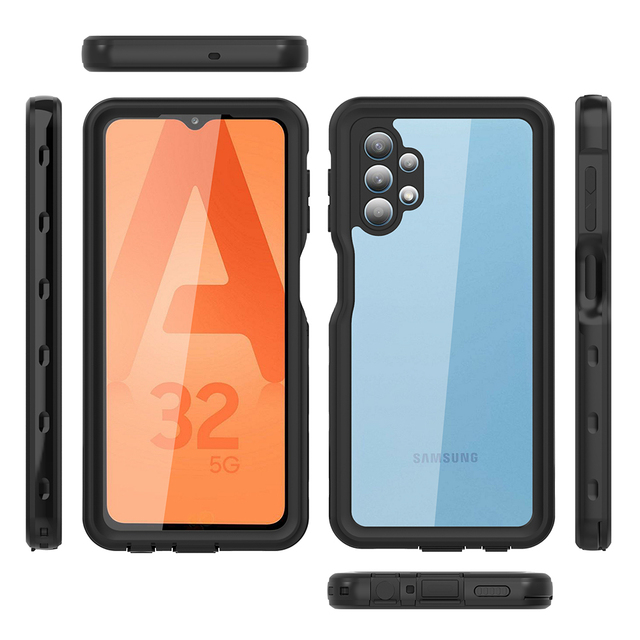 Shellbox New Design Black PC+TPU Shockproof Dust Fingerprint Prevention IP68 Standard Waterproof Phone Case for Samsung A32-5G