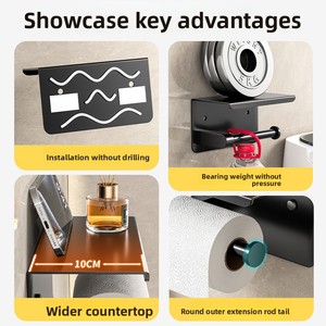 Porte-<span class=keywords><strong>papier</strong></span> toilette mural moderne et écologique sans perçage, avec étagère et support <span class=keywords><strong>de</strong></span> téléphone, distributeur <span class=keywords><strong>de</strong></span> mouchoirs adhésif pour salle <span class=keywords><strong>de</strong></span> bain, idéal pour hôtel - Product Image 4