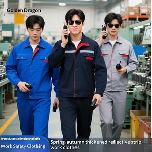 Veste <span class=keywords><strong>de</strong></span> <span class=keywords><strong>travail</strong></span> en coton à manches longues pour <span class=keywords><strong>homme</strong></span>, fermeture éclair, uniforme d'usine, résistante à l'usure et aux taches, personnalisable, printemps-automne - Product Image 3
