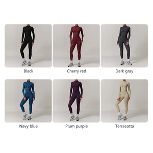 Completo Yoga Senza Cuciture con Zip Integrale 2025, Vendita all'Ingrosso, Tuta da Corsa ad Asciugatura Rapida per Fitness Femminile - Product Image 4