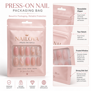 Pochette réutilisable pour <span class=keywords><strong>faux</strong></span> <span class=keywords><strong>ongles</strong></span> à presser, sac de rangement pour nail art avec fermeture éclair et trou de suspension pour <span class=keywords><strong>faux</strong></span> <span class=keywords><strong>ongles</strong></span> et produits de beauté - Product Image 2