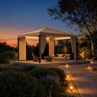 Gazebo d'extérieur imperméable, coupe-vent, anti-UV, durable, avec structure en aluminium, revêtement poudré, couleur kaki, auvent de terrasse, tentes latérales, protection solaire