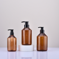Vente directe d'usine, flacon cosmétique brun de 300 ml en verre ambré avec pompe, flacon transparent pour shampoing