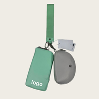 Portefeuille double compartiment pour poignet avec porte-clés, blocage RFID, étanche, en cuir PU, fermeture éclair, doublure polyester, pour usage quotidien
