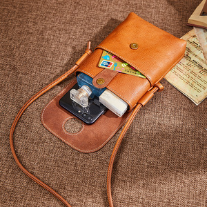 Bolso para teléfono Nasman Retro de piel de vaca, cubierta cuadrada vertical de 7 pulgadas, bolso cruzado portátil para el hombro para uso diario - Product Image 3