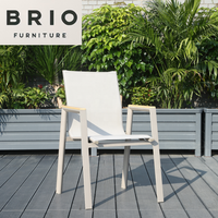 Chaise de salle à manger d'extérieur empilable moderne de luxe en gros, fauteuil en tissu sling et aluminium, vente chaude en usine, sièges de patio
