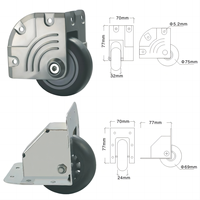 Roues silencieuses directionnelles universelles en caoutchouc synthétique de taille moyenne résistantes à l'usure de 3,4,5 pouces Roulettes de boîte à outils de boîte à outils de vol