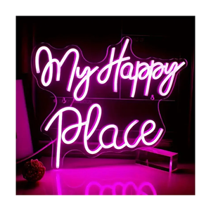 Неоновая вывеска на заказ, украшение для дома, надпись, свет, логотип «Мое счастливое место», дроп-доставка, акриловый материал для вечеринки, индивидуальный дизайн - Product Image 1