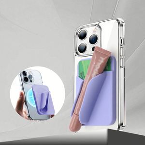 Silicone Magnetic Phone Stand with Card Slot, Adhesive Portable <b>Lipstick</b> Lip Gloss Lip Balm Holder for Desktop & Travel - Product Image 1