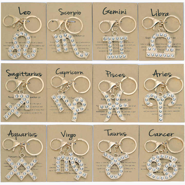 Wholesale 12 Zodiac Keychains Fashion Bags Pendant Couples Zodiac