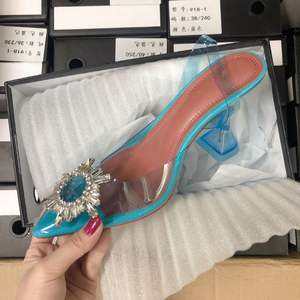 Sandalias Plastico 2025 New Arrival Phụ Nữ Giày Bạc Rhinestone Màu Xanh Tím Màu Xanh Lá Cây Rõ Ràng Gót Cho Phụ Nữ - Product Image 6