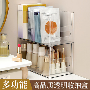 Transparent Plastic Cosmetic Storage <b>Box</b> Large Capacity Desktop Organizer For Bathroom Skincare <b>Makeup</b> Products - Product Image 3