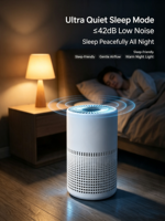 Penjernih Udara Elektrik Portabel Aliran Udara 360° ke Bawah Lampu Malam Aromaterapi Filter HEPA Operasi Senyap-Ringkas untuk Ruangan 200