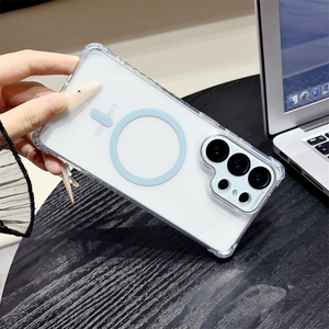 Étuis de téléphone portable magnétiques antichoc à quatre coins avec airbag pour Samsung S26 Ultra 25 24, coque arrière transparente avec film de protection pour objectif - Product Image 4
