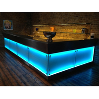 2025 Offre Spéciale Rose Led Lait Thé Bar Comptoir Design De Luxe Comptoir Bar Tabouret Chaise avec Décoration En Verre