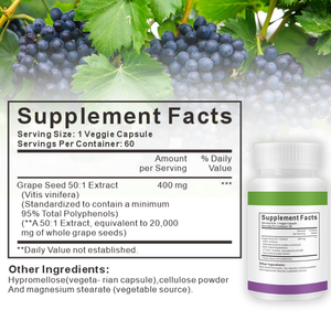 OEM Anti-aging Antioxidanten Supplement Druivenpitextract Capsules Supplementen Druivenpitolie Pillen Beautyproducten - Product Image 2