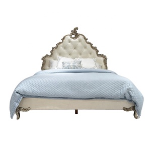Letto matrimoniale francese di lusso in legno massello con struttura intagliata <span class=keywords><strong>camera</strong></span> da letto europea <span class=keywords><strong>mobili</strong></span> con fibbia leggera - Product Image 2