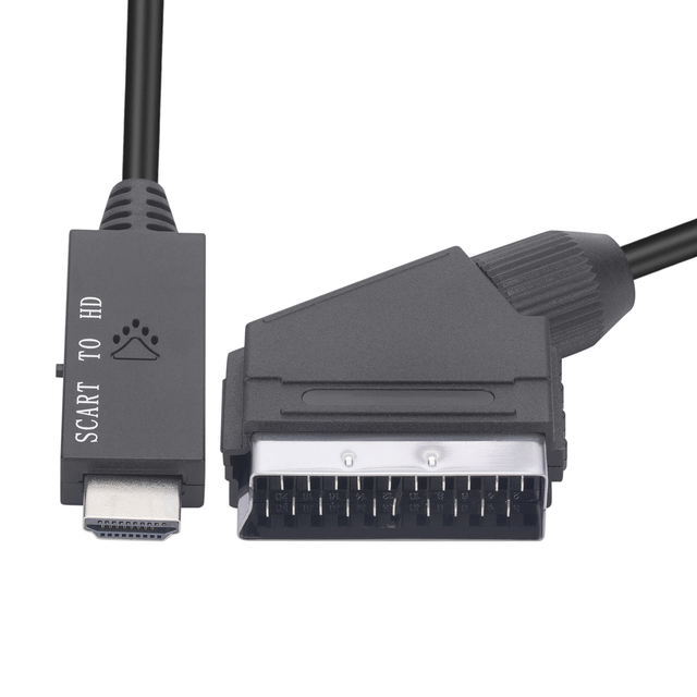 SCART to HDMI Converter with HDMI Cable Scart in HDMI Out HD 720P/1080P Switch Video Audio Converter Adapter for HDTV