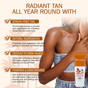 Loción Bronceadora Natural Personalizada con Aloe Vera y Aceite de Coco, Tono Medio a Oscuro, Luminosa para el Cuerpo, Loción Bronceadora para Piel Negra de Fábrica - Product Image 3