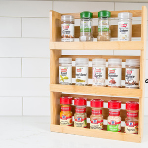 Bamboo Three Tier <b>Spice</b> Rack 2.75 In Deep Hanging Kitchen Storage For <b>Spice</b> <b>Jars</b> - Product Image 3