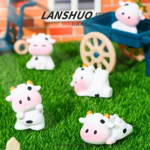 Figuras de Vacas Adorables Lanshuo, Miniaturas de Resina 3D, Modelo de Juguete Decorativo para el Hogar - Product Image 4