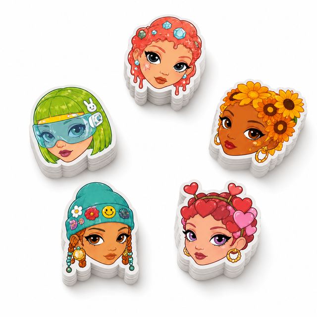 Custom Vinyl Sticker Waterproof Scratch Resistant Girl Face Die Cut Decals Portrait Pop Art Style for Laptop Water Bottle